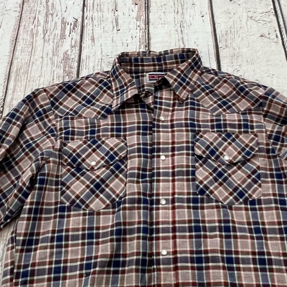 Vintage Rancher Big Mac Plaid Western Button Down Pearl Snap Long Sleeve Shirt - Picture 4 of 5